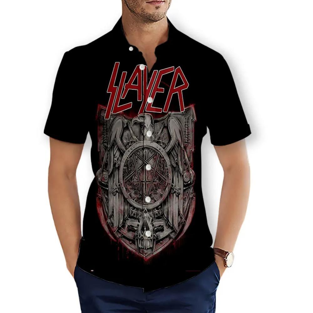 CAVVING 3D-печать SLAYER BAND Модные повседневные рубашки Мужские / Женские С коротким рукавом Свободные дышащие рубашки T01