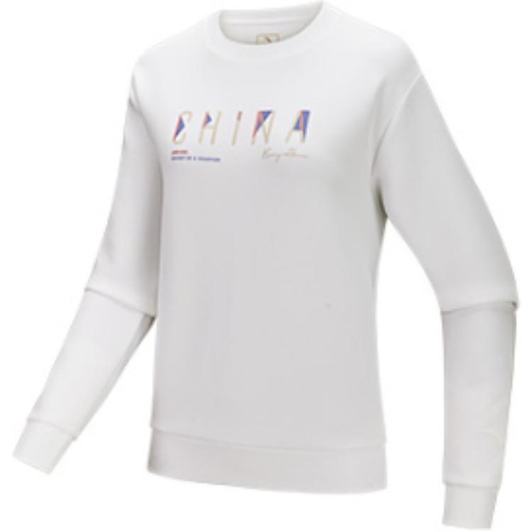 Anta Comfortable Versatile Pullover Fitted Sweatshirt Women Tops Snow-White 162517702-1