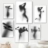 Sexy Male and Female Shadow Canvas Painting Black and White Obscure Characters Poster Prints Wall Art for Living Room Home Decor