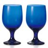 Dolce Duo Wine Glasses Blue and Water Glasses Made In Dishwasher (Stylish Goblets) (Pair Set) - Boxed, Japan, Safe, 340ml, DAM-365