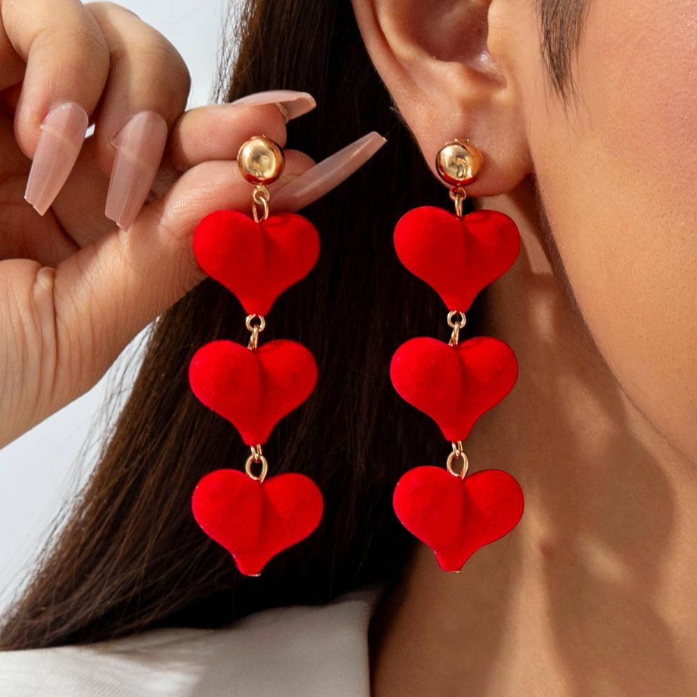 Pearl Wine Red Bow Drop Earrings Bowknot New Year Earrings Red Velvet Bow Earrings Decoration