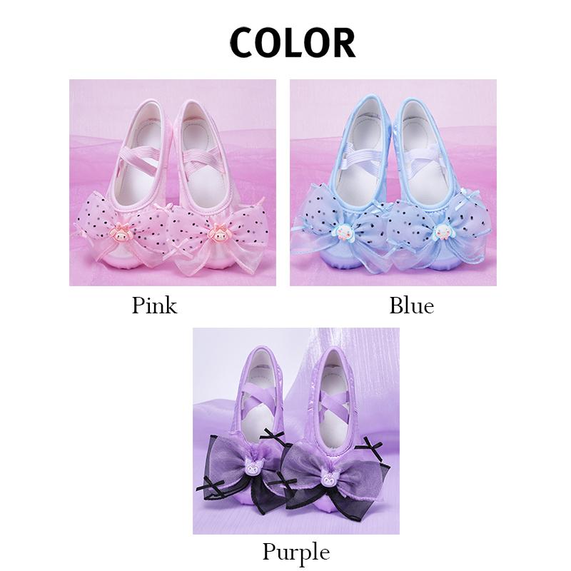 Туфли для танцев для девочек Мягкая подошва Детские балетные туфли Танцевальная обувь Милые Туфли с кошачьими когтями для сценических выступлений Украшение бантом