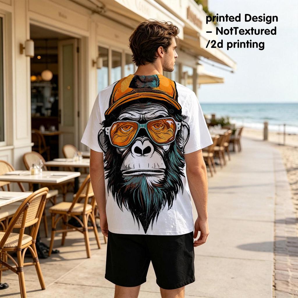Men's Breathable Short Sleeve T-Shirt - Day of the Dead Fun 2D Print, Casual Daily & Outdoor Wear