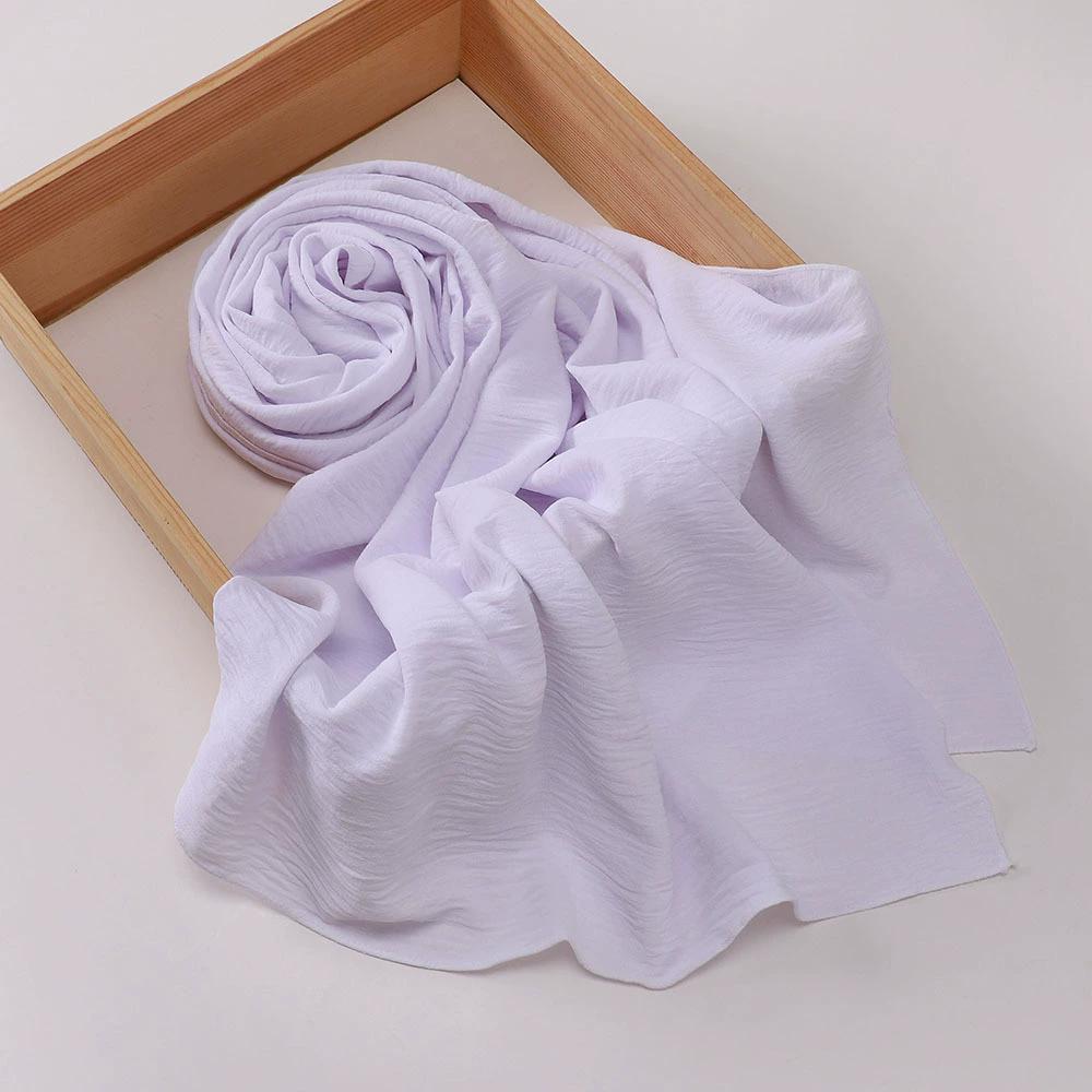 Malaysia Muslim Hijab Wrinkle Plain Long Shawl Islamic Headscarf Wraps For Women Female Foulard