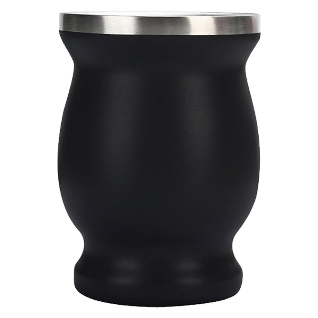 8oz 304 Stainless Steel Gourd Cup Double Layers Vacuum Insulation Cup with Straw Brush Black