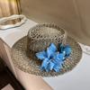 Суперроскошно! Съемный одинарный крючок Цветок Полый Соломенная шляпа Пляжный Отпуск Защитная Шляпа от солнца Элегантная Французская Выпуклая Шляпа-цилиндр