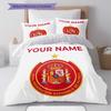 Custom Name,Spain National Football Team Pattern Bedding Home Decoration Birthday Gift ( 1 duvet cover + 2 pillowcase, without core),fan merchandise.
