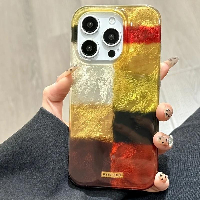 Чехол для телефона Dopamine Color Block Match Plaid для iPhone 17 16 15 14 13 12 11 Pro Max Air 16E SE2 7 8 Plus Сетка Метка Матовый Чехол