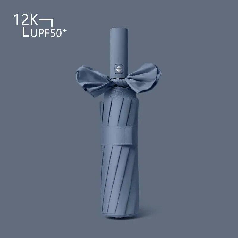 12 Bone Black Glue полностью автоматический зонт с толстым и прочным килем, складной зонт с тремя отделениями, устойчивый к ультрафиолетовому излучению 12 Bon