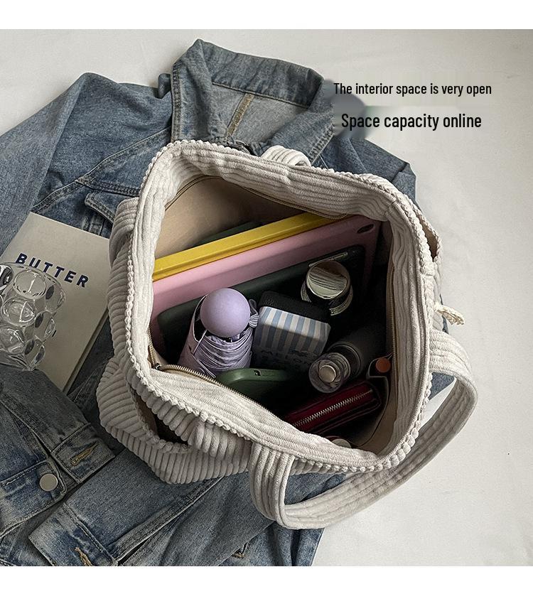 Большая вельветовая сумка-тоут в корейском стиле - Универсальная повседневная студенческая и дорожная сумка через плечо