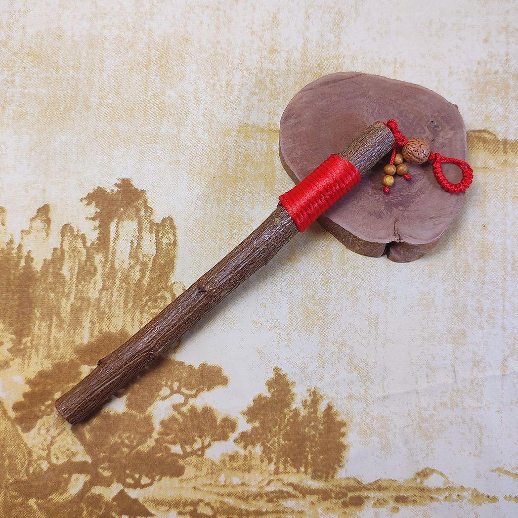 Handmade Peach Wood Pendant with Five Emperors Coins for Baby's Bedside