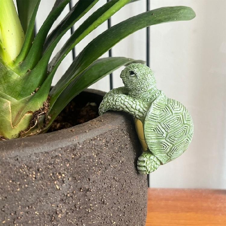 Flower Pots Huggers Turtles Figurines Garden Decor Turtles Statues Home Decorations for Balcony Bookshelf Office Desk