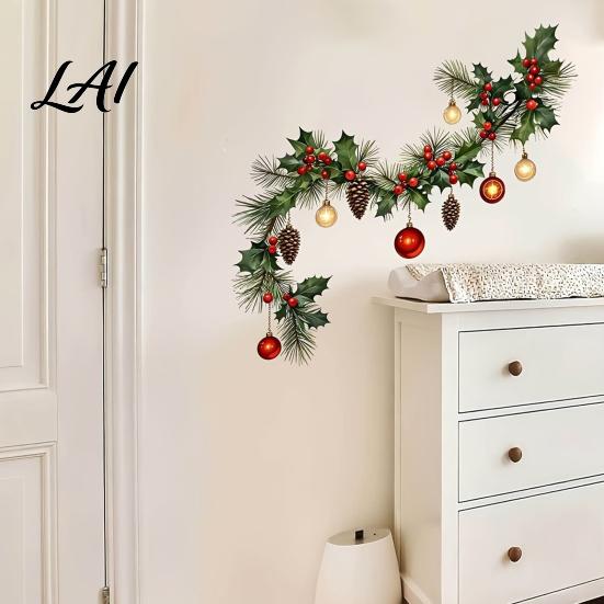 Washable Surface Stickers Christmas Wall Stickers Self-Adhesive Decals for Home Holiday Party Easy Apply Covers Decor Waterproof PVC Art Decor