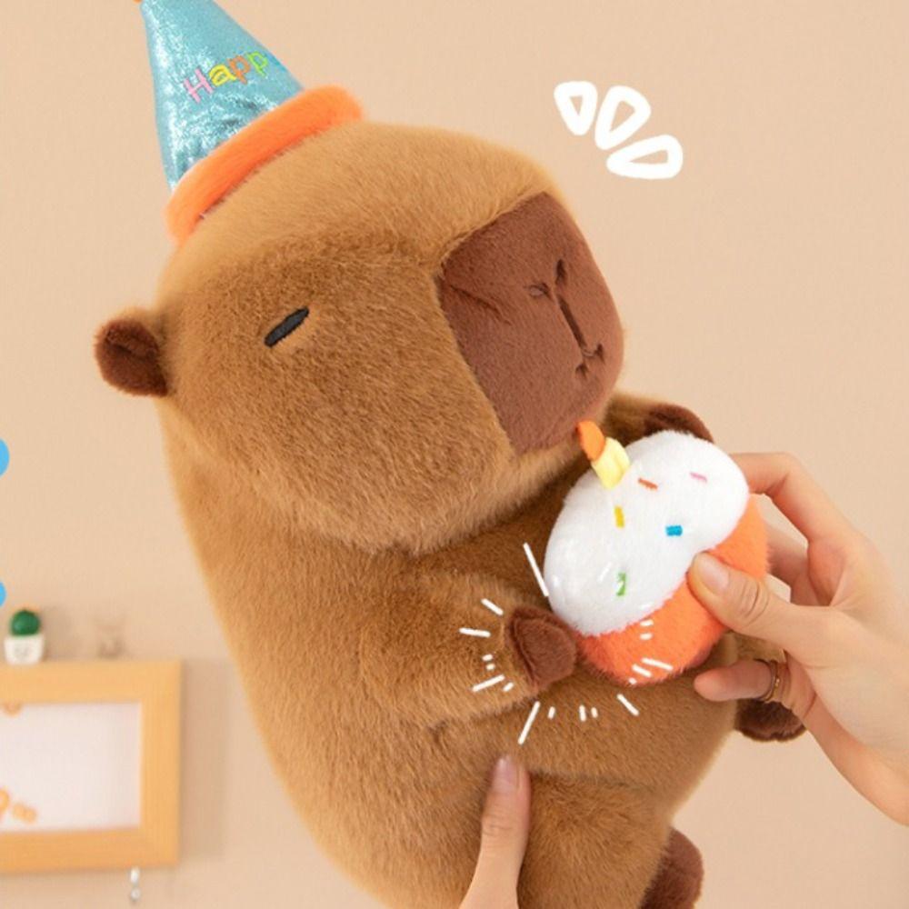 PP Cotton Capybara Plush Doll Happy Birthday Hat Capibara Anime Stuffed Doll  Children Girl