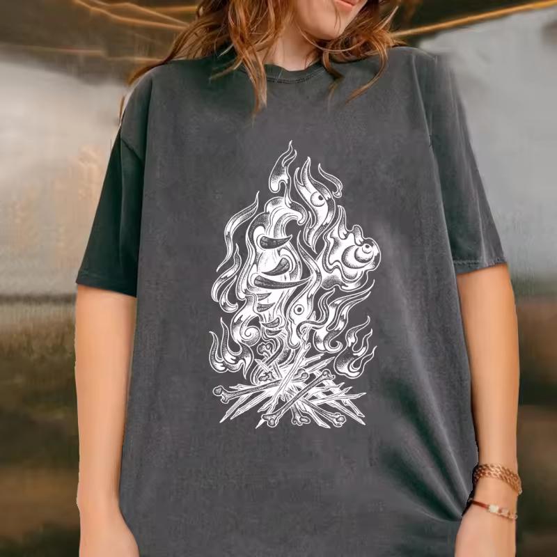 Sarah J Maas T-Shirt Woman Vintage Washed Round Neck Printed Tshirts Cotton Short Sleeve Printed T Shirt Oversized Y2k Clothes