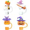 4Pcs Halloween Stanley Cup Straw Cover 10mm Bat traw Toppers Reble Silicone Straw Tip Covers Bats Shape Drinking Straw Covers Halloween Decorations