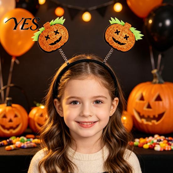 Comfortable Spooky Headband Halloween for Kids Adults, Glitter Pumpkin Bat Ghost Eye-catching Skull Hair Accessories Cosplay Dress Up Party