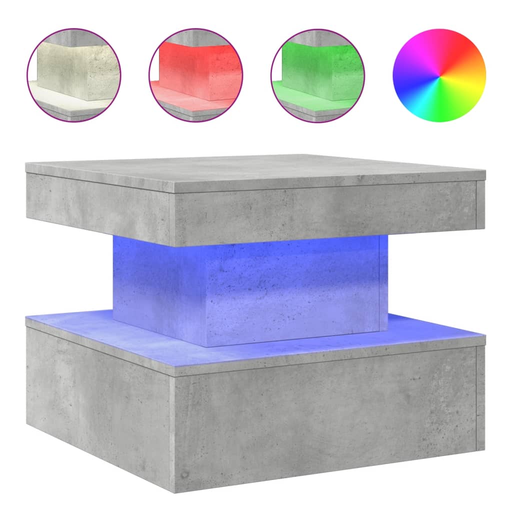 LED Coffee Table in Concrete Grey 50 x 50 x 40 cm