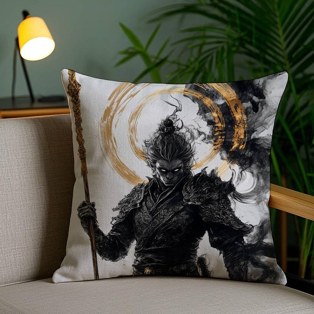 Чехол на подушку Black Myth Wukong для дома, общежития, спинки стула, короткий плюш, двусторонняя печать, подушка для дневного сна в офисе