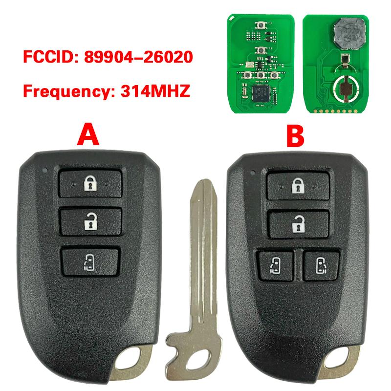 CN007327 Aftermarekt FCC BF1ER PN 89904-26020 314MHz 8A Chip Smart Key 3/4 Button for Toyota Hiace Regige 2013