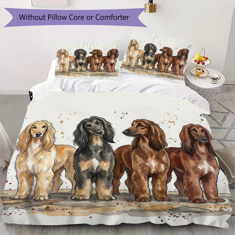Afghan Hound Pattern Bedding uilt Set uilt Cover Pillowcase Home Decoration Birthday Gift (1 * duvet cover + 2 * pillowcase without core)