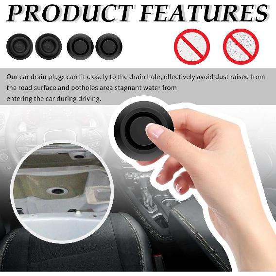 4PCS Round Car Floor Drain Plug,Rubber Plugs OEM 55177482AA for Water&Dust Resistant,Professional Car Accessories Compatible with Jeep Grand Cherokee