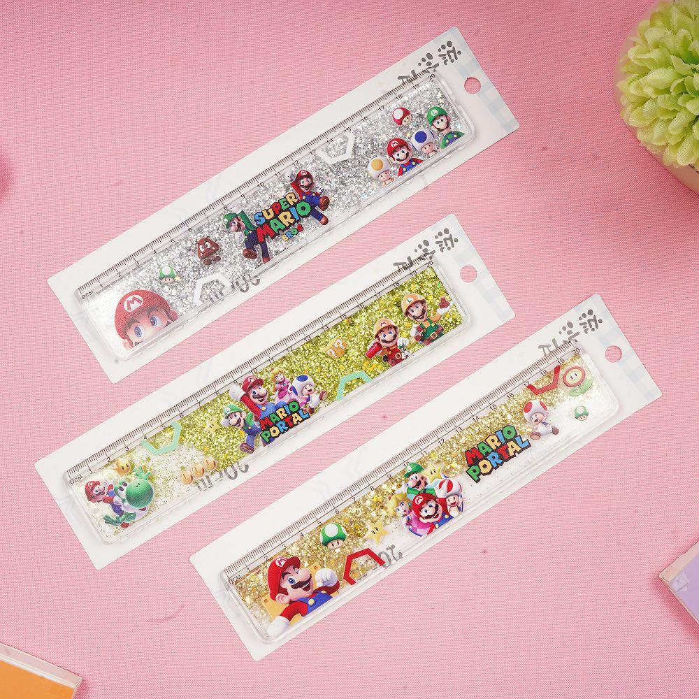 Super Mario Glitter Ruler - Cute 20cm Student Stationery