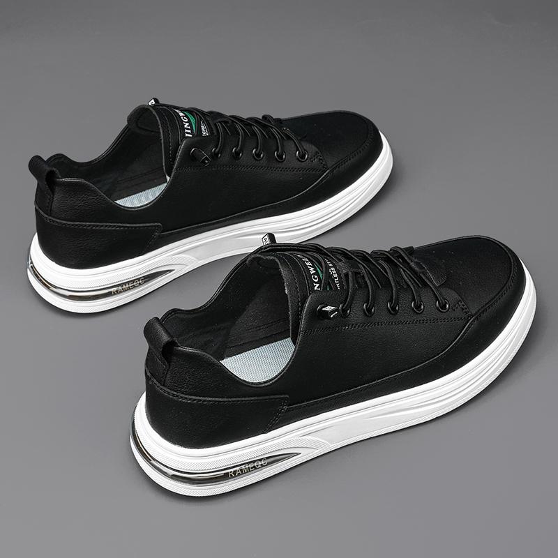 Модные мужские туфли для отдыха на природе, черные кожаные повседневные туфли на плоской подошве, скейтборд, мужские кроссовки для отдыха на улице