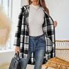 Women's Loose Comfortable Casual And Fashionable V-neck Long Sleeved Checkered Printed Long Top Coat