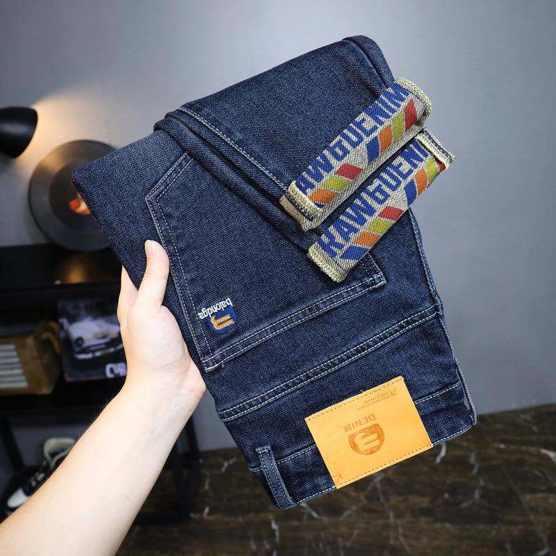 Мужские джинсы Slim Fit Stretch с вышивкой 2024 года, весна-лето — высококачественные универсальные прямые брюки Small