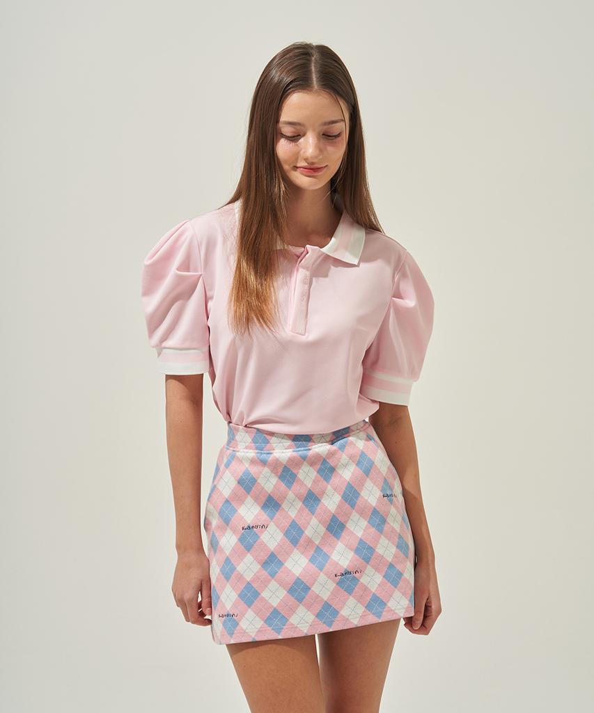 KANDINI Pink Line Puff Collar Tee