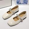 Мода 2025 Женская Стильная легкая и удобная обувь Мягкая подошва Летний новый стиль Плоские повседневные кожаные туфли Квадратный каблук Балетки