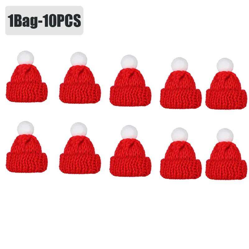200 шт. Рождественская маленькая шапка, мини-шарф, красный, зеленый, рождественский цвет, нарядная, подвесная, шерстяная, с шариком, декоративная шапка