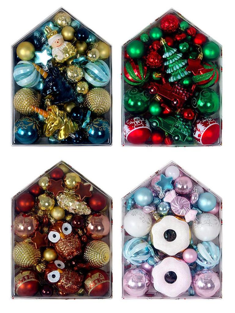 Набор из 72 нерегулярных расписных и гальванизированных рождественских шаров для украшения елки