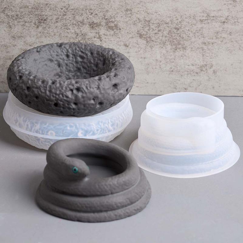 3D форма для изготовления свечей в виде змеи, DIY, ручная работа, круглая, силиконовая банка с текстурой камня для литья гипса, смолы, поделок, домашнего декора