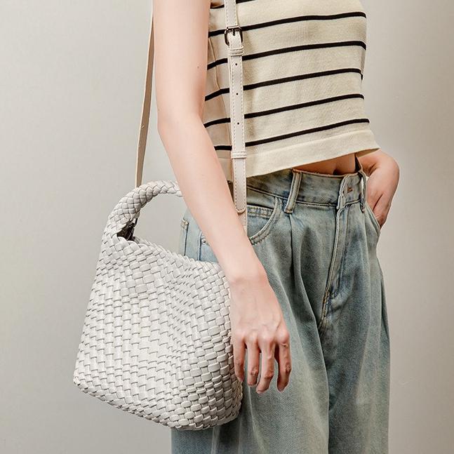 Летняя женская сумка ручной вязки, однотонная, портативная, 2 шт. в наборе, повседневная, ретро, через плечо, мессенджер