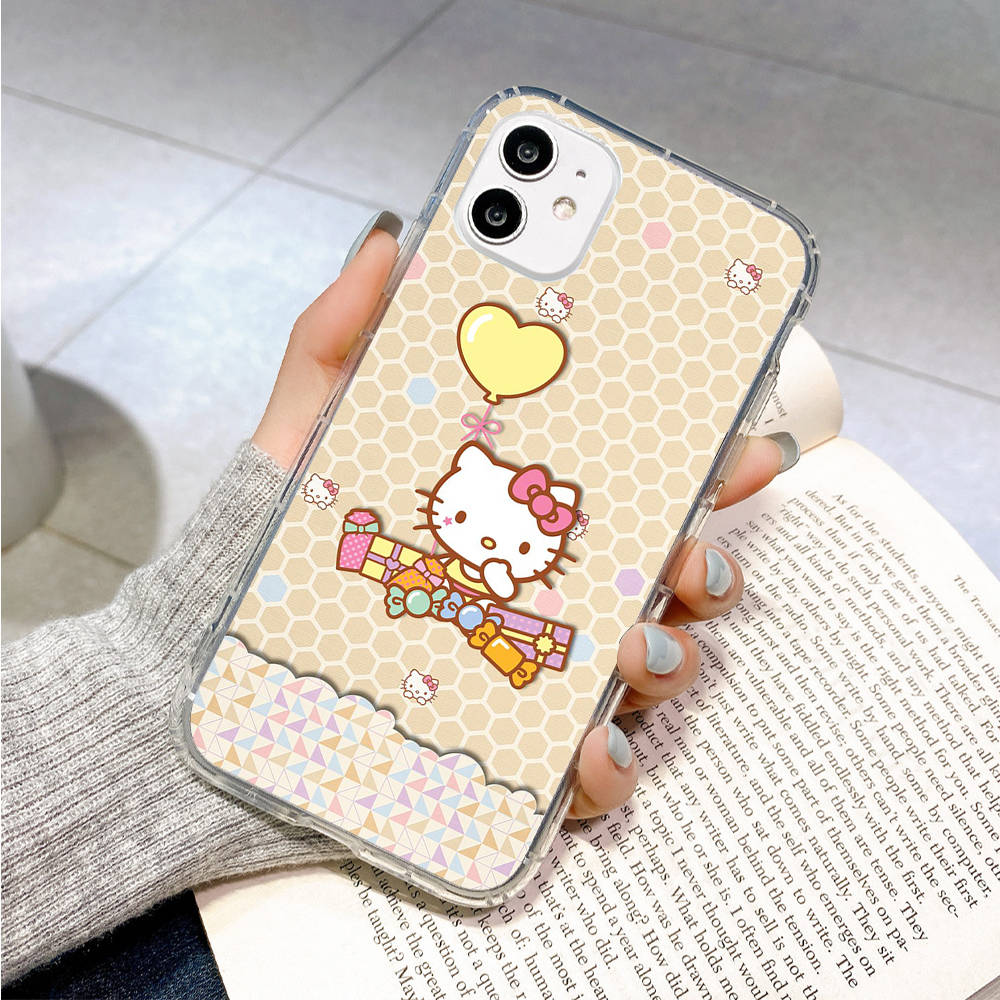 Чехол для Samsung A04 A14 A23 A34 A54 M23 M33 M52 M53 Realme 10 9 C30S C35 C55 VIVO Y02S Y21 Y51 X80 Pro Прозрачный чехол LI14 Hello Kitty