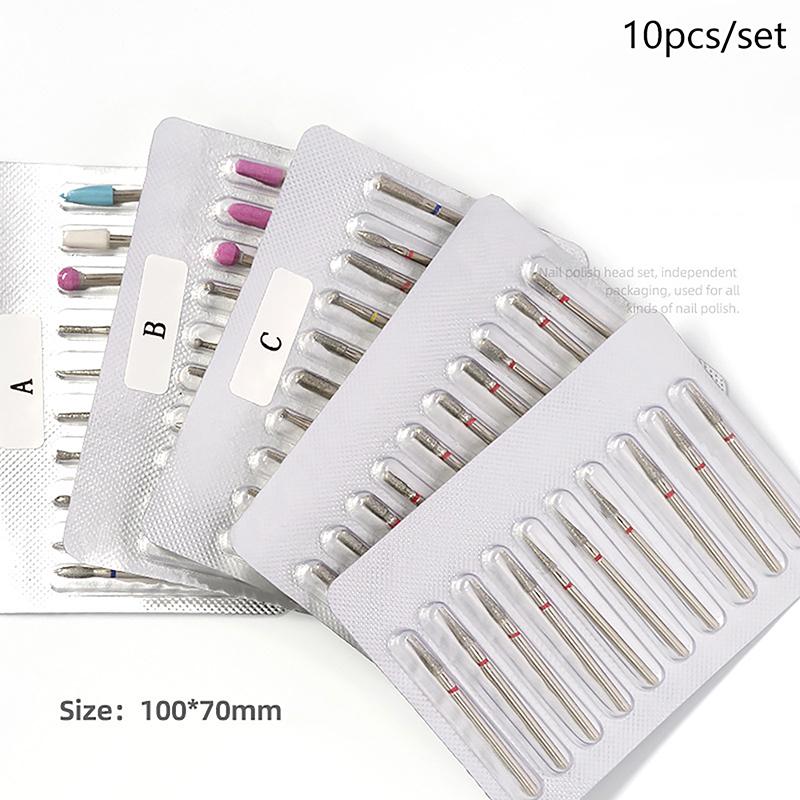 10pcs Nail Drill Bit Rotary Electric Milling Cutters for Pedicure and Manicure, Files Cuticle Burr Nail Tools Accessories