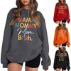 Ladies Fashion Casual Print Loose  Round Neck Long Sleeve Top Sweatshirt