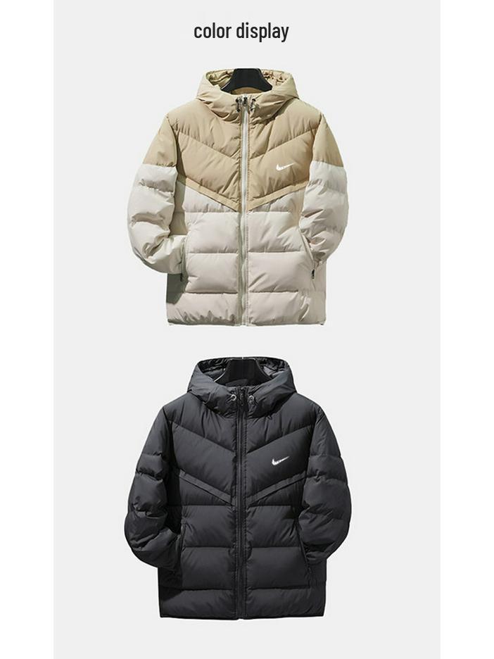 Мужская модная зимняя хлопковая куртка с капюшоном - Свободная, повседневная, плотная и теплая