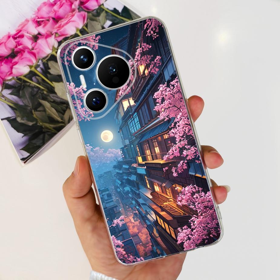 Чехол для Huawei Pura 70 Милый мультяшный расписной чехол Прозрачный силиконовый чехол для телефона Для Huawei Pura 70 Pro Plus Pura70 Pro + Мягкий чехол
