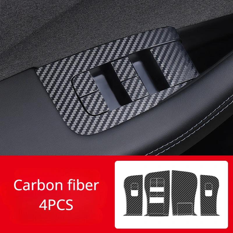 Для Tesla Model 3+ Highland 2024 Наклейка на кнопку подъема окна из углеродного волокна, накладка на кнопку переключателя панели управления для Model 3+