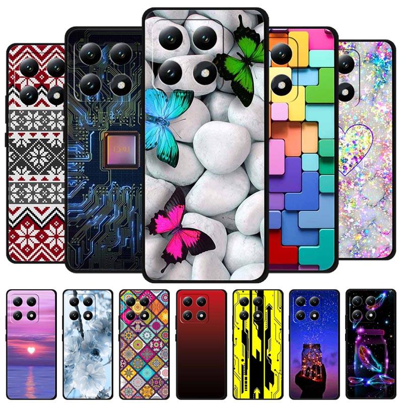 Для Xiaomi 15T 5G Чехол Цветы Мягкий Силикон ТПУ Задняя Крышка Для Xiaomi 15T Pro 5G Capa Boho Цветная Защита от Царапин