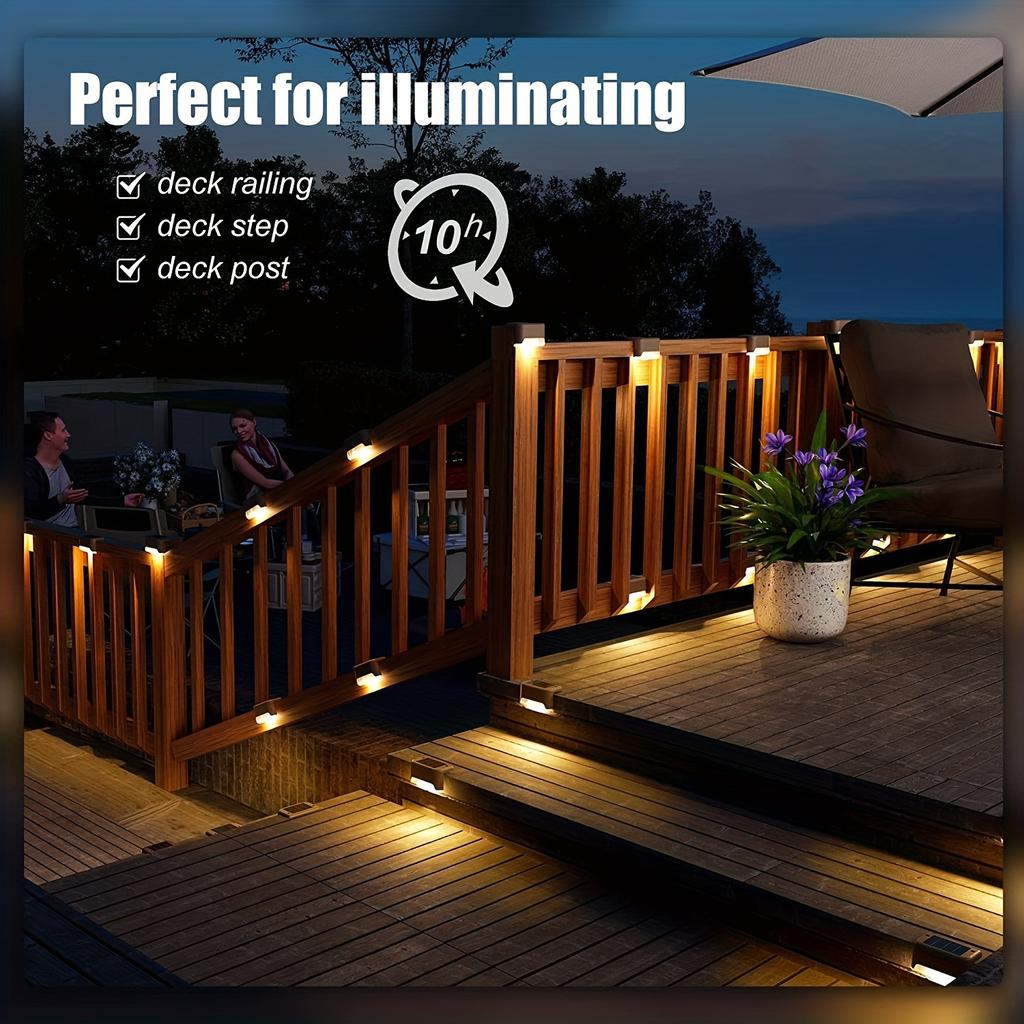 4 Solar Outdoor Deck Lights,Outdoor LED Decorative Lights,Garden Walk Lights,Outdoor Fence Lights,Outdoor Stairs, Steps