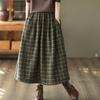 Винтажные клетчатые юбки миди женские мешковатые с высокой талией А-силуэта плотные карманы во французском стиле женские низы модные элегантные
