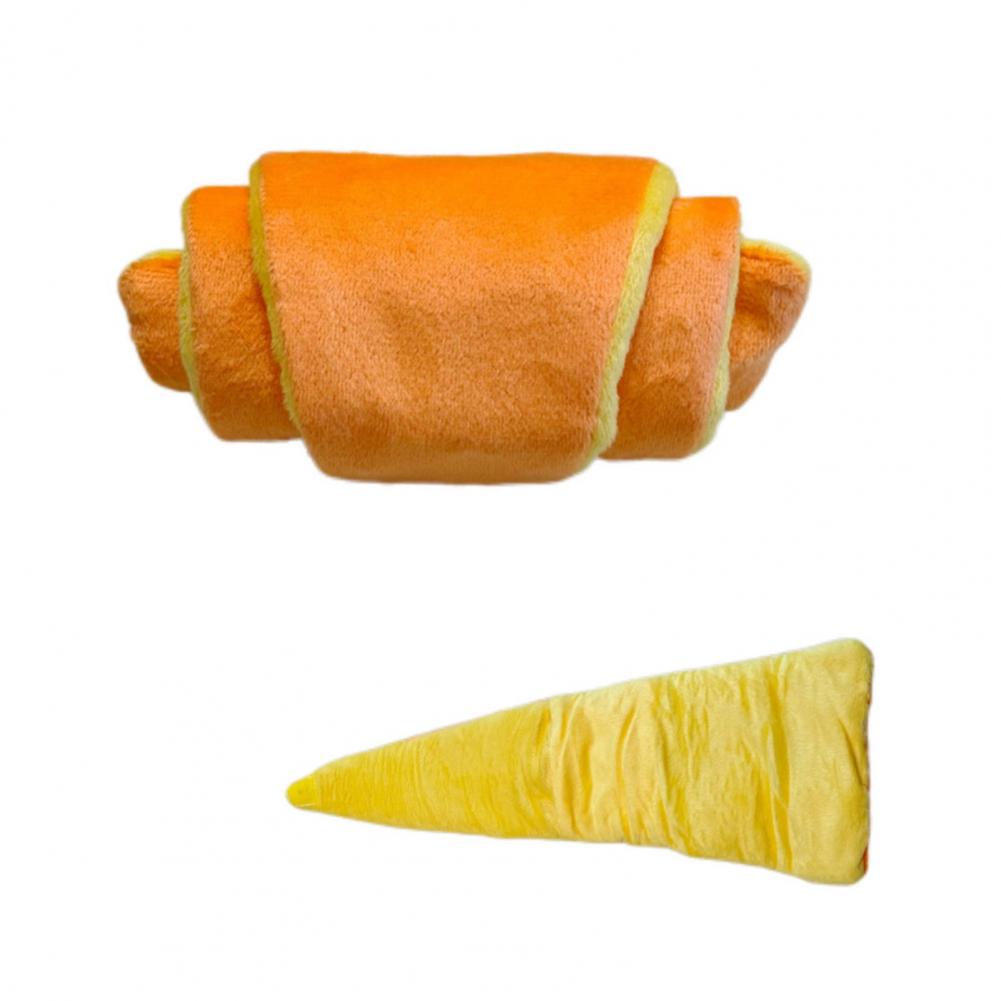 Hidden Treat Dog Toy Dog Enrichment Toy Soft Croissant Chew with Squeaker Multi-layered Snuffle Pockets for Treat Hiding Scent