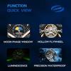 Men Business Casual Mechanical Watch Calendar Week Moon Phase Multifunctional Waterproof Luminous Stainless Steel Wristwatch