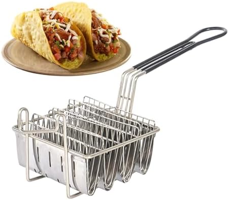 Taco Fryer Mold 4-Pack Stainless Steel Tortilla Holder Taco Basket for Snacks Home Kitchen Outdoor Grill Dinner Parties