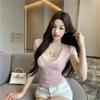 Pure desire hot girl sexy v-neck short top women's summer fake two pink lace short-sleeved t-shirt unique