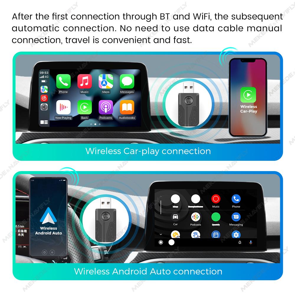 Проводной беспроводной адаптер CarPlay для Android Auto Wireless Smart Mini Box USB Plug And Play WiFi Автоматическое подключение для универсального